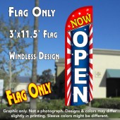 Now Open (Starburst) Windless Polyknit Feather Flag (3 x 11.5 feet)