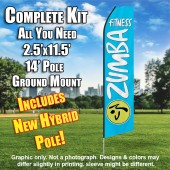 ZUMBA FITNESS light blue white flutter flag