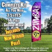 ZUMBA FITNESS pink bubbles white flutter flag