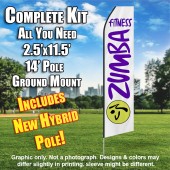 ZUMBA FITNESS white purple flutter flag