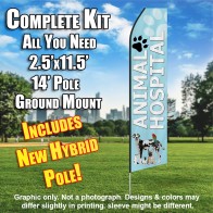 ANIMAL HOSPITAL light blue feather flags econo banner swooper kit