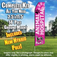ANIMAL HOSPITAL pink feather flags econo banner swooper kit