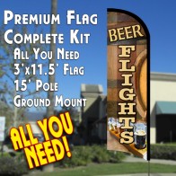 BEER FLIGHTS Premium Windless Feather Banner Flag Kit (Flag, Pole, & Ground Mt)