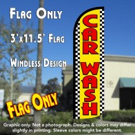 Car Wash (Yellow/Checkered) Windless Polyknit Feather Flag (3 x 11.5 feet)