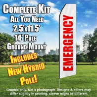 Emergency (White/Red) Econo Feather Banner Flag Kit