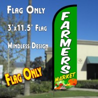 Farmers Market (Green) Windless Polyknit Feather Flag (3 x 11.5 feet)