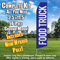 Food Truck (Blue/White Letters) Flutter Feather Flag Kit (Flag, Pole, & Ground Mt)