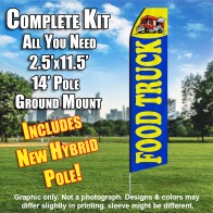 Food Truck (Blue and Yellow) Flutter Feather Flag Kit (Flag, Pole, & Ground Mt)
