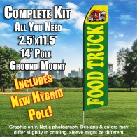 Food Truck (Green and Yellow) Flutter Feather Flag Kit (Flag, Pole, & Ground Mt)