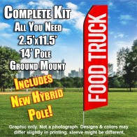 Food Truck (Red/White Letters) Flutter Feather Flag Kit (Flag, Pole, & Ground Mt)