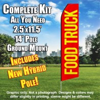 Food Truck (Red/Yellow Letters) Flutter Feather Flag Kit (Flag, Pole, & Ground Mt)