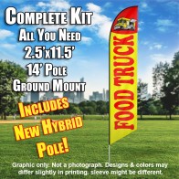 Food Truck Feather Banner Flag Kit (Flag, Pole, & Ground Mt) Yellow and Red