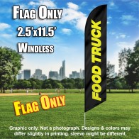 Food Truck (Black/Yellow) Windless Polyknit Feather Flag Only (3 x 11.5 feet)