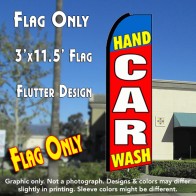 HAND CAR WASH (Blue/Red) Flutter Feather Banner Flag (11.5 x 3 Feet)