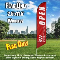 Keller Williams Open burgundy white windless  Feather Banner Flag