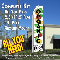ORGANIC FOOD (White) Flutter Feather Banner Flag Kit (Flag, Pole, & Ground Mt)