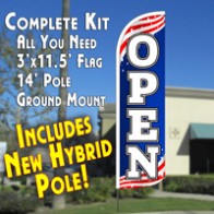 PATRIOTIC FLAG PATTERN Feather Banner Flag Kit (Flag, Pole, & Ground Mt)