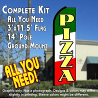 PIZZA (Tri-color) Flutter Feather Banner Flag Kit (Flag, Pole, & Ground Mt)