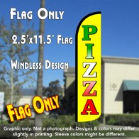 PIZZA (Yellow) Windless Polyknit Feather Flag (2.5 x 11.5 feet)