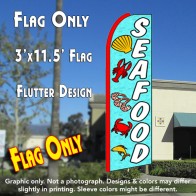 SEAFOOD (Blue) Flutter Feather Banner Flag (11.5 x 3 Feet)