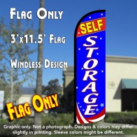 SELF-STORAGE (Red/White/Blue) Windless Polyknit Feather Flag (3 x 11.5 feet)