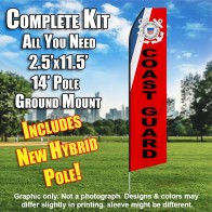 U.S. Coast Guard Econo Feather Red, White and Blue Black Lettering Banner Flag Kit (Flag, Pole, & Ground Mt)