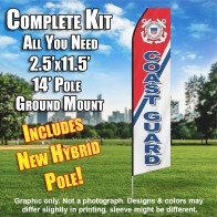 U.S. Coast Guard Econo Feather Red, Blue and White Banner Flag Kit (Flag, Pole, & Ground Mt)