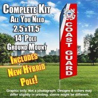 U.S. Coast Guard Econo Feather Red, White and Blue Banner Flag Kit (Flag, Pole, & Ground Mt)