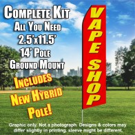 VAPE SHOP red/yellow letters  Econo Feather Banner Flag Kit (Flag, Pole, & Ground Mt)