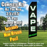 VAPE SHOP (Black/GREEN) Econo Feather Banner Flag Kit (Flag, Pole, & Ground Mt)
