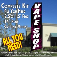 VAPE SHOP (Black/whitePINKSMOKE) Flutter Feather Banner Flag Kit (Flag, Pole, & Ground Mt)