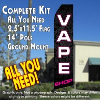 VAPE SHOP (Black/PINK) Flutter Feather Banner Flag Kit (Flag, Pole, & Ground Mt)