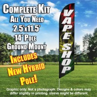 VAPE SHOP rasta  Windless Feather Banner Flag Kit (Flag, Pole, & Ground Mt)