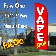 VAPE SHOP (RED/WHITE) WINDLESS POLYKNIT FEATHER FLAG (3 X 11.5 FEET)