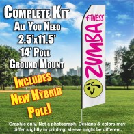 ZUMBA FITNESS White and hot Pink Feather Flutter Flag Kit