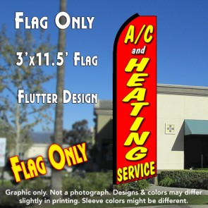 A/C & HEATING SERVICE (Red) Flutter Feather Banner Flag (11.5 x 3 Feet)