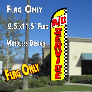 A/C SERVICE (Yellow/Checkered) Windless Polyknit Feather Flag (2.5 x 11.5 feet)