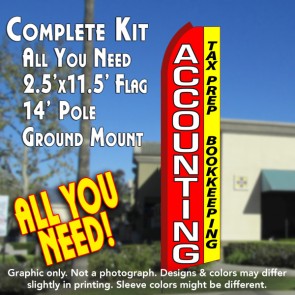 ACCOUNTING Tax Prep Bookkeeping (Red/Yellow) Flutter Feather Banner Flag Kit (Flag, Pole, & Ground Mt)