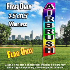 AIR BRUSH rainbow colored black flutter flag