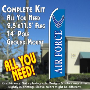 AIR FORCE Flutter Feather Banner Flag Kit (Flag, Pole, & Ground Mt)