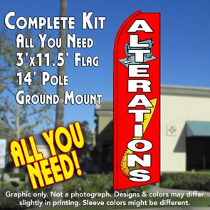 ALTERATIONS (Red) Flutter Feather Banner Flag Kit (Flag, Pole, & Ground Mt)