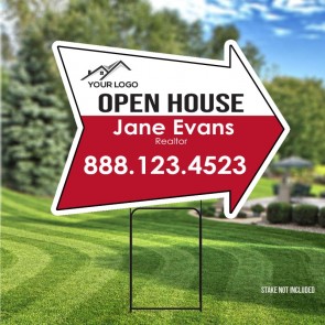 Custom Digital Full color Arrow 24" x 18" Yard Signs Open House