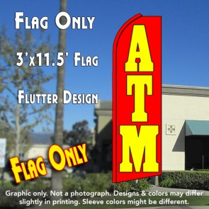 ATM (Red) Flutter Feather Banner Flag (11.5 x 3 Feet)