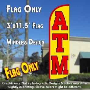 ATM (Yellow/Red) Windless Polyknit Feather Flag (3 x 11.5 feet)