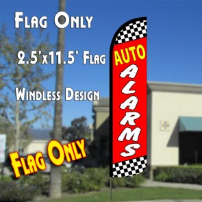 AUTO ALARMS (Checkered/Red) Windless Polyknit Feather Flag (2.5 x 11.5 feet)