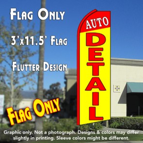 AUTO DETAIL (Red/Yellow) Flutter Feather Banner Flag (11.5 x 3 Feet)