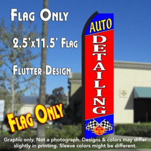 AUTO DETAILING (Blue/Red) Flutter Feather Banner Flag (11.5 x 2.5 Feet)