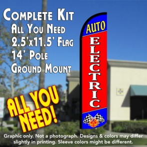 AUTO ELECTRIC Windless Feather Banner Flag Kit (Flag, Pole, & Ground Mt)
