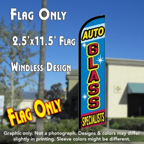 AUTO GLASS SPECIALISTS Windless Feather Banner Flag (2.5 x 11.5 Feet)