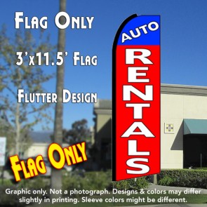 AUTO RENTALS (Blue/Red) Flutter Feather Banner Flag (11.5 x 3 Feet)
